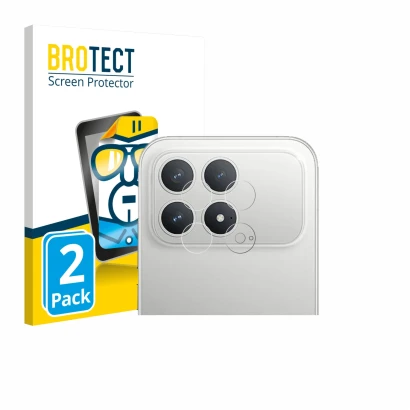 Face avant d’un emballage produit avec le logo de la marque BROTECT. À côté, l’appareil Xiaomi Poco F8 Pro (Caméra UNIQUEMENT)