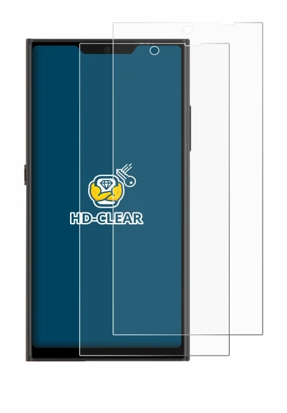 Image de l'appareil Jolla Phone avec une grande variété de protections d'écran.