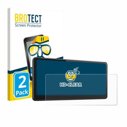 Face avant d’un emballage produit avec le logo de la marque BROTECT. À côté, l’appareil CarpodGo T3 Pro 8.9