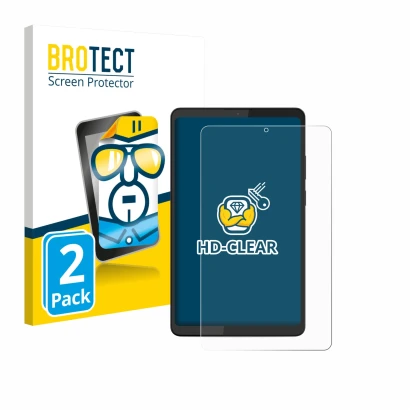 Face avant d’un emballage produit avec le logo de la marque BROTECT. À côté, l’appareil Lenovo Tab K9 est représenté avec la p