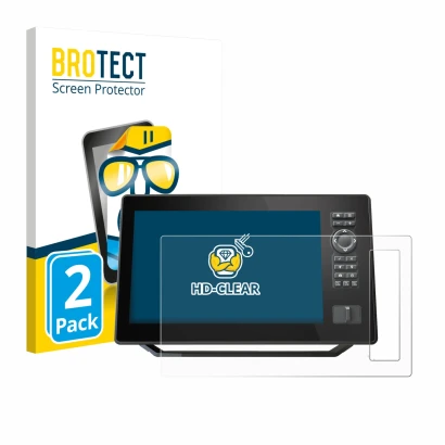 Face avant d’un emballage produit avec le logo de la marque BROTECT. À côté, l’appareil Humminbird Xplore 9 est représenté ave