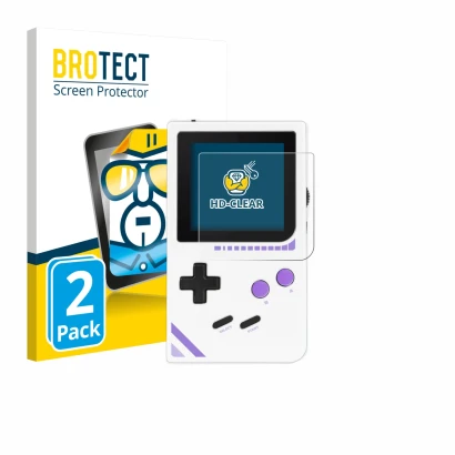 Face avant d’un emballage produit avec le logo de la marque BROTECT. À côté, l’appareil Modretro Chromatic est représenté avec