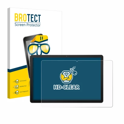 Face avant d’un emballage produit avec le logo de la marque BROTECT. À côté, l’appareil Sunmi CPad 14