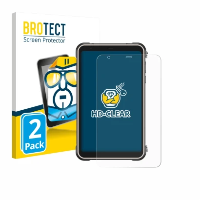 Face avant d’un emballage produit avec le logo de la marque BROTECT. À côté, l’appareil Ulefone RugKing Pad Pro est représenté