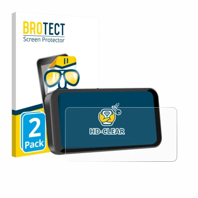 Face avant d’un emballage produit avec le logo de la marque BROTECT. À côté, l’appareil Carpuride W603B 6.3" est représenté av