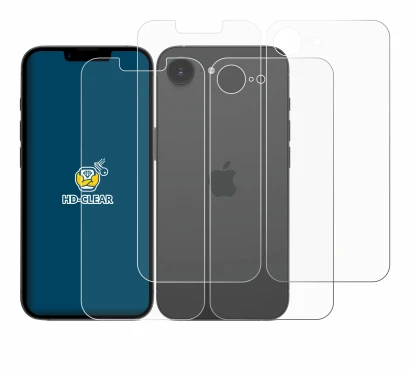 Image de l'appareil Apple iPhone 17e (Avant+Arrière) avec une grande variété de protections d'écran.