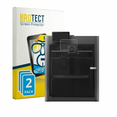 Face avant d’un emballage produit avec le logo de la marque BROTECT. À côté, l’appareil Bambu Lab X2D est représenté avec la p