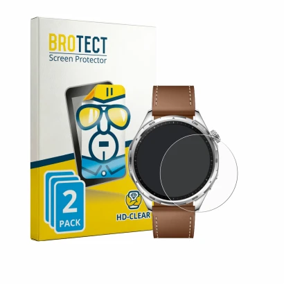 Face avant d’un emballage produit avec le logo de la marque BROTECT. À côté, l’appareil Honor Watch 6 est représenté avec la p