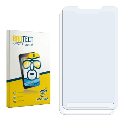 Face avant d’un emballage produit avec le logo de la marque BROTECT. À côté se trouve la protection d’écran correspondante.