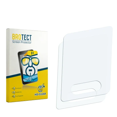 Face avant d’un emballage produit avec le logo de la marque BROTECT. À côté se trouve la protection d’écran correspondante.