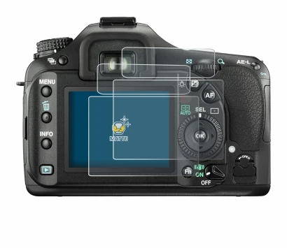 Image de l'appareil Pentax K20D avec une grande variété de protections d'écran.