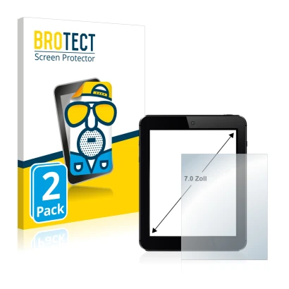 Face avant d’un emballage produit avec le logo de la marque BROTECT. À côté, l’appareil est représenté avec la protection d’éc