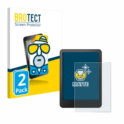 Face avant d’un emballage produit avec le logo de la marque BROTECT. À côté, l’appareil Amazon Kindle Paperwhite 2012 est repr