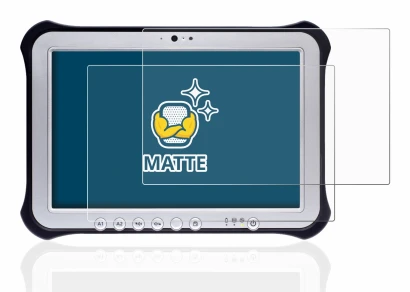 Image de l'appareil Panasonic Toughpad FZ-G1 avec une grande variété de protections d'écran.