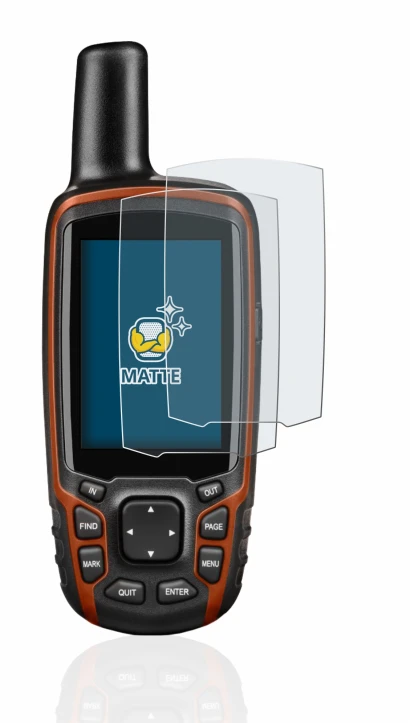 Image de l'appareil Garmin GPSMAP 64s avec une grande variété de protections d'écran.