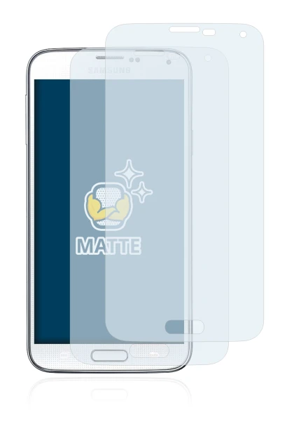 Image de l'appareil Samsung Galaxy S5 avec une grande variété de protections d'écran.