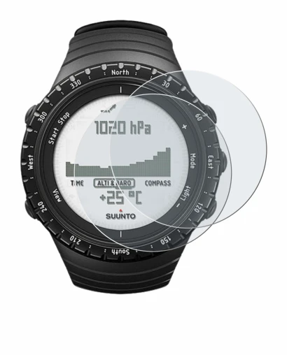 Image de l'appareil Suunto Core Regular Black avec une grande variété de protections d'écran.