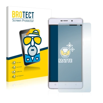 Face avant d’un emballage produit avec le logo de la marque BROTECT. À côté, l’appareil Gionee Marathon M4 est représenté avec
