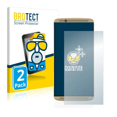 Face avant d’un emballage produit avec le logo de la marque BROTECT. À côté, l’appareil ZTE Axon 7 est représenté avec la prot