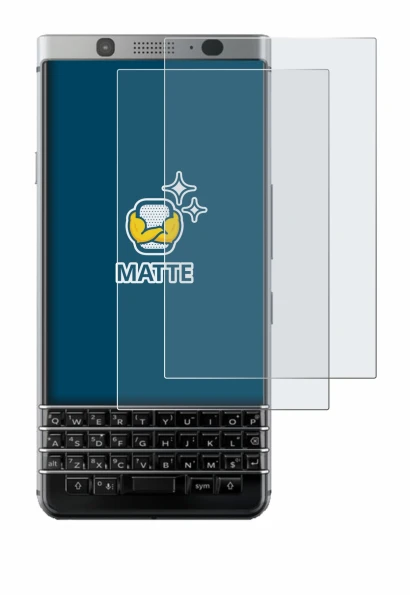 Image de l'appareil BlackBerry Keyone avec une grande variété de protections d'écran.