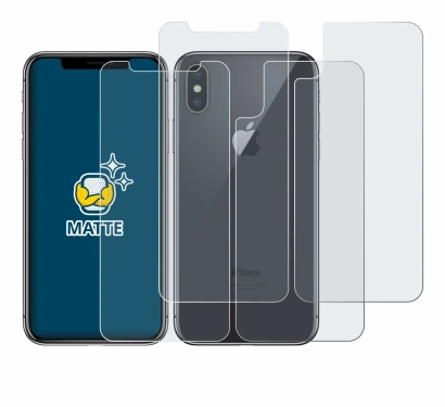 Image de l'appareil Apple iPhone X (Avant+Arrière) avec une grande variété de protections d'écran.