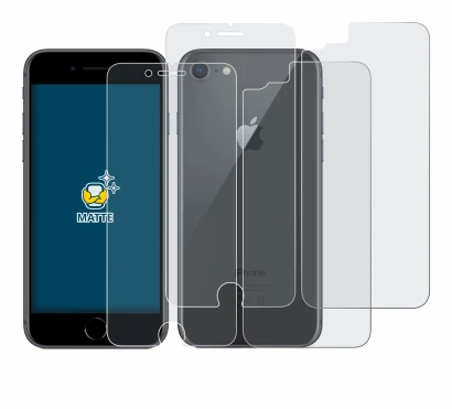 Image de l'appareil Apple iPhone 8 (Avant+Arrière) avec une grande variété de protections d'écran.