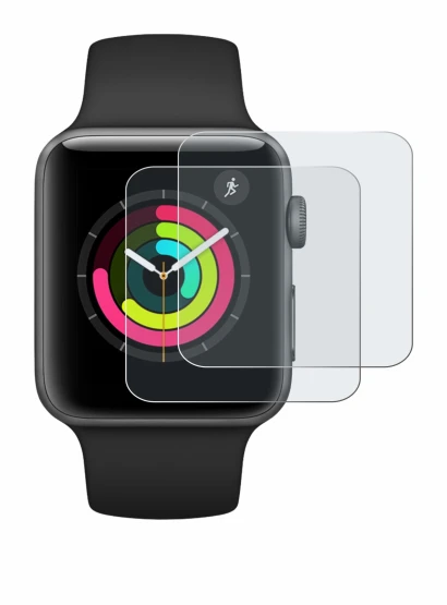 Image de l'appareil Apple Watch Series 3 (42 mm) avec une grande variété de protections d'écran.