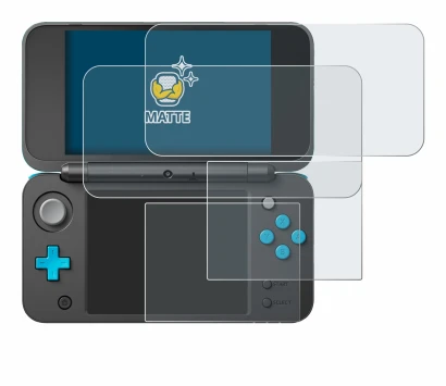 Image de l'appareil New Nintendo 2DS XL avec une grande variété de protections d'écran.