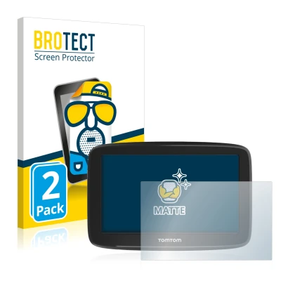 Face avant d’un emballage produit avec le logo de la marque BROTECT. À côté, l’appareil TomTom GO Basic (6") est représenté av