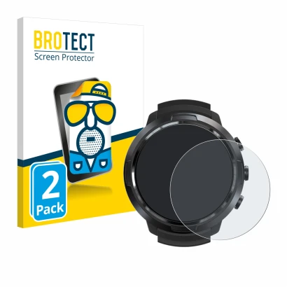 Face avant d’un emballage produit avec le logo de la marque BROTECT. À côté, l’appareil Suunto D5 est représenté avec la prote