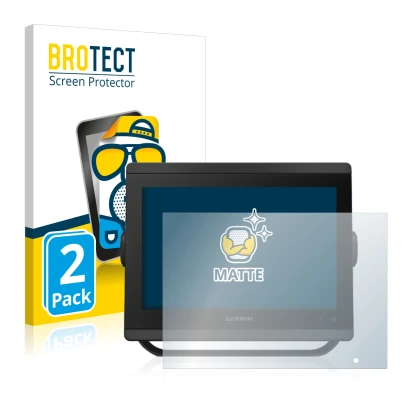 Face avant d’un emballage produit avec le logo de la marque BROTECT. À côté, l’appareil Garmin GPSMAP 8410xsv est représenté a