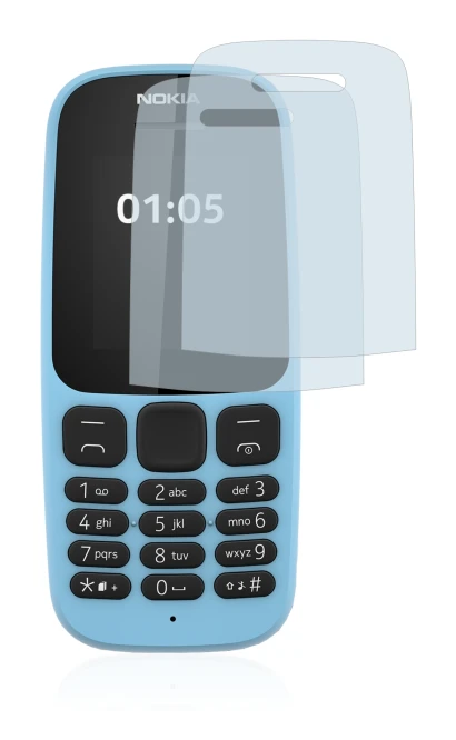 Image de l'appareil Nokia 105 2019 avec une grande variété de protections d'écran.