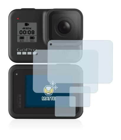 Image de l'appareil GoPro Hero 8 Black avec une grande variété de protections d'écran.