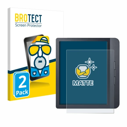 Face avant d’un emballage produit avec le logo de la marque BROTECT. À côté, l’appareil Kobo Libra H2O est représenté avec la