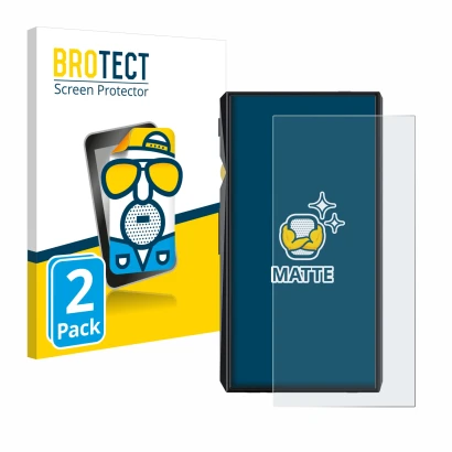 Face avant d’un emballage produit avec le logo de la marque BROTECT. À côté, l’appareil FiiO M11 Pro est représenté avec la pr
