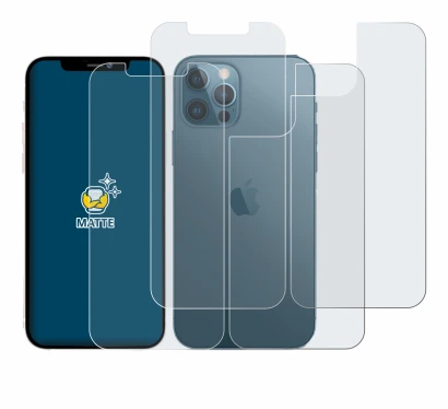 Image de l'appareil Apple iPhone 12 Pro Max (Avant+Arrière) avec une grande variété de protections d'écran.