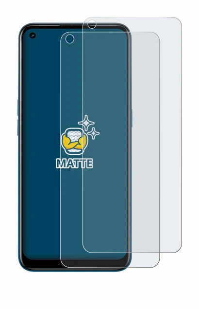 Image de l'appareil Oppo A53 avec une grande variété de protections d'écran.