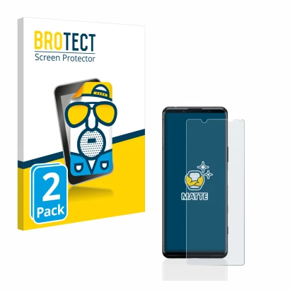 Face avant d’un emballage produit avec le logo de la marque BROTECT. À côté, l’appareil Sony Xperia 5 II est représenté avec l