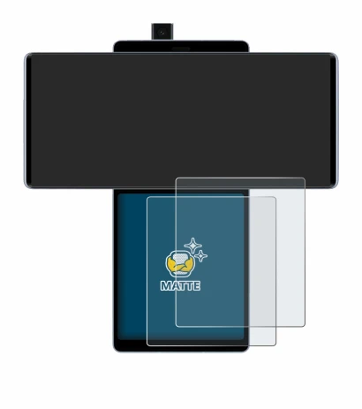 Image de l'appareil LG Wing (Affichage arrière) avec une grande variété de protections d'écran.