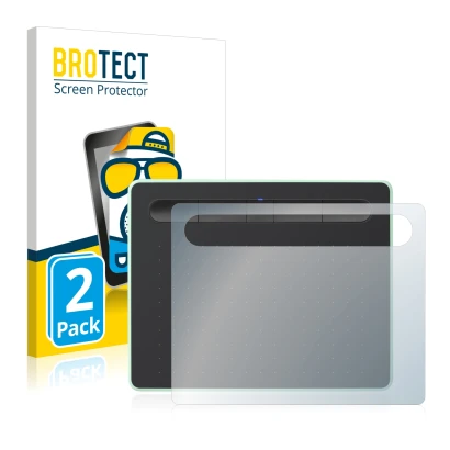 Face avant d’un emballage produit avec le logo de la marque BROTECT. À côté, l’appareil Wacom Intuos S Bluetooth est représent