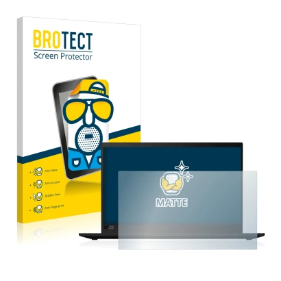 Face avant d’un emballage produit avec le logo de la marque BROTECT. À côté, l’appareil Lenovo ThinkPad X1 Carbon (8ème Gen.) 