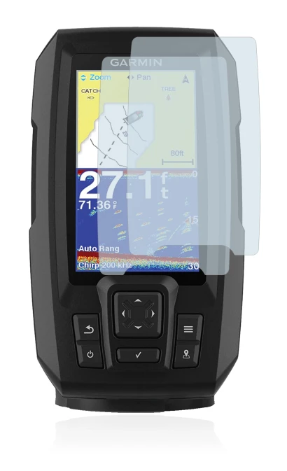 Image de l'appareil Garmin Striker Vivid 4cv avec une grande variété de protections d'écran.