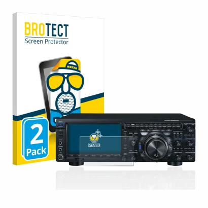 Face avant d’un emballage produit avec le logo de la marque BROTECT. À côté, l’appareil Yaesu FT-DX101D est représenté avec la