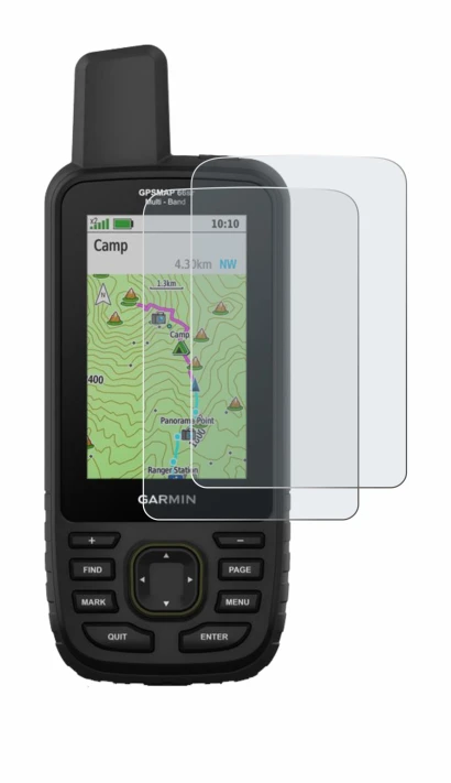 Image de l'appareil Garmin GPSMAP 66sr avec une grande variété de protections d'écran.