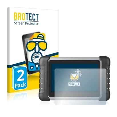 Face avant d’un emballage produit avec le logo de la marque BROTECT. À côté, l’appareil Autel MaxiCOM MK808 est représenté ave