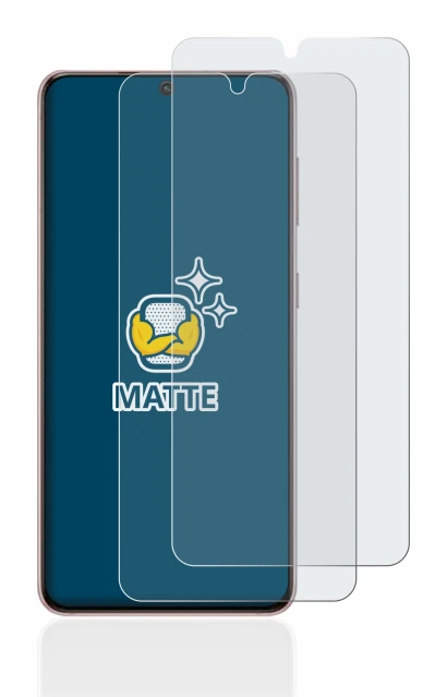 Image de l'appareil Samsung Galaxy S21 5G avec une grande variété de protections d'écran.