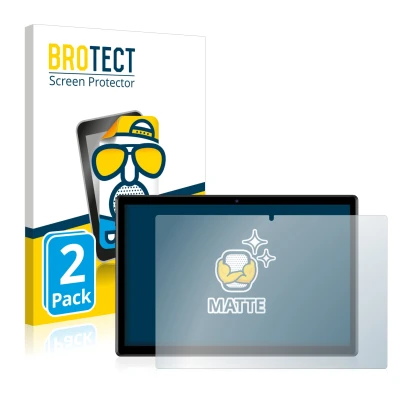 Face avant d’un emballage produit avec le logo de la marque BROTECT. À côté, l’appareil Teclast M40 (en paysage) est représent