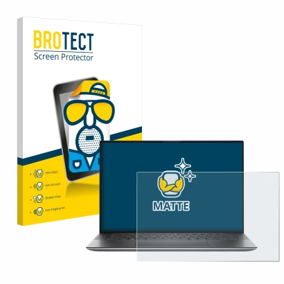Face avant d’un emballage produit avec le logo de la marque BROTECT. À côté, l’appareil Dell Precision 15 5550 est représenté