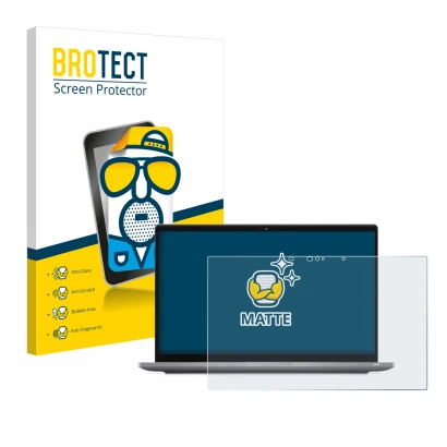 Face avant d’un emballage produit avec le logo de la marque BROTECT. À côté, l’appareil Dell Latitude 7420 2-in-1 Touch est re