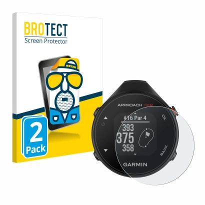 Face avant d’un emballage produit avec le logo de la marque BROTECT. À côté, l’appareil Garmin Approach G12 est représenté ave